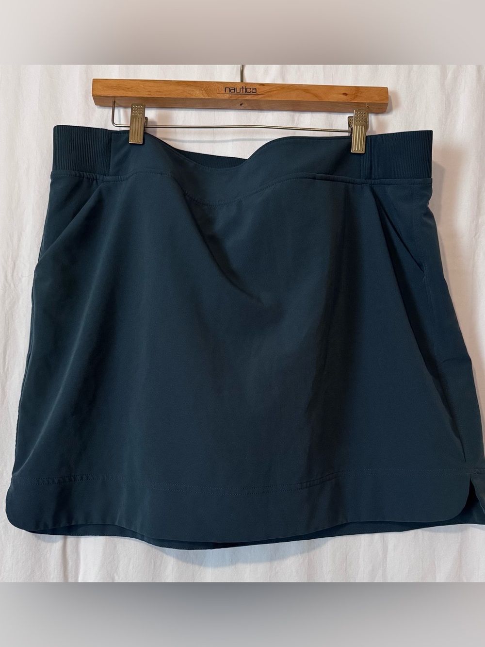 Nautica Women’s Teal A-Line Skirt with Elastic Waist
